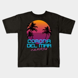 Corona Del Mar California Retro 80's Kids T-Shirt